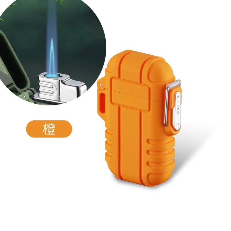 Waterproof Plasma USB Lighter Outdoor Camping Sports Windproof Double Arc Lighter Smoking Accessories Gadgets For Men