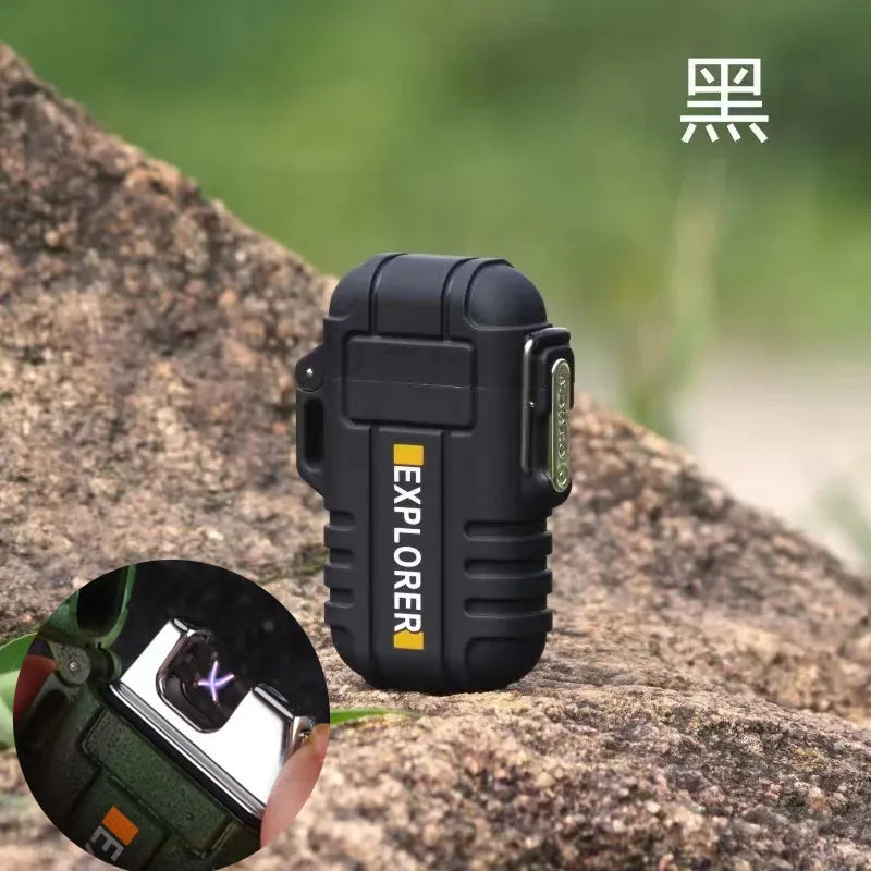 Waterproof Plasma USB Lighter Outdoor Camping Sports Windproof Double Arc Lighter Smoking Accessories Gadgets For Men