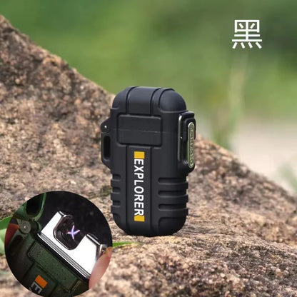 Waterproof Plasma USB Lighter Outdoor Camping Sports Windproof Double Arc Lighter Smoking Accessories Gadgets For Men