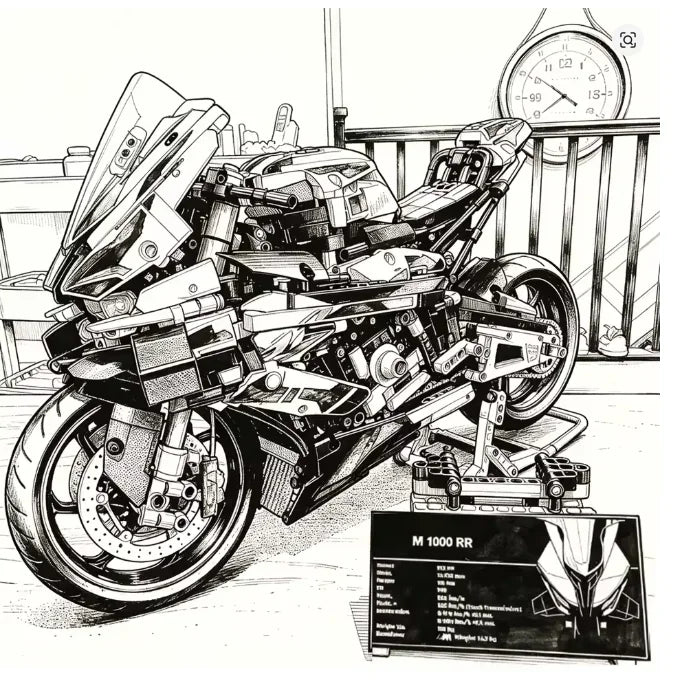 Brand-New 1,920-Piece Car and Motorcycle Building Block Set: Realistic Models, Educational Toys, Halloween and Christmas Gifts