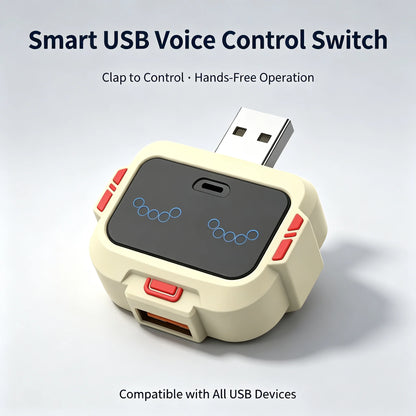 USB Smart Voice-Controlled Switch, Clapping Control Power Adapter, Lazy Person's Gadget, Universal for Night Light, Fan, and Humidifier / Control by Clapping Twice / USB Voice-Controlled Switch, Clapping to Turn On/Off, Smart