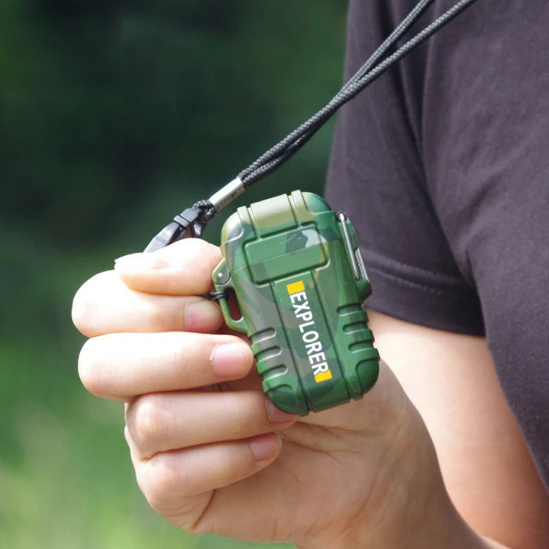 Waterproof Plasma USB Lighter Outdoor Camping Sports Windproof Double Arc Lighter Smoking Accessories Gadgets For Men