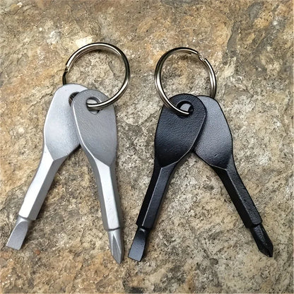 Portable Phillips Slotted Screwdriver Set Key Ring Keychain Mini Pocket Keyring Cross Screw Driver Repair Tool Gadget EDC Small