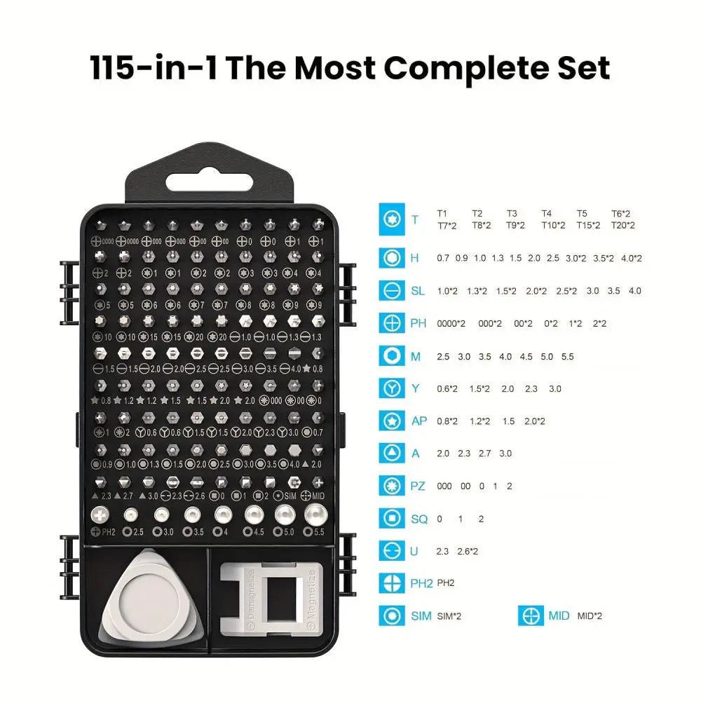 115-in-1 Precision Screwdriver Set, Mini Professional Magnetic Repair Tool Kit, Suitable for Phone, Computer, Electronic Repair