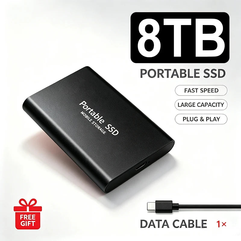 High Speed Portable SSD Original External Mobile Hard Drive 2TB 4TB Solid State Disk For Mac Laptop PC Secure Data Speed Storage